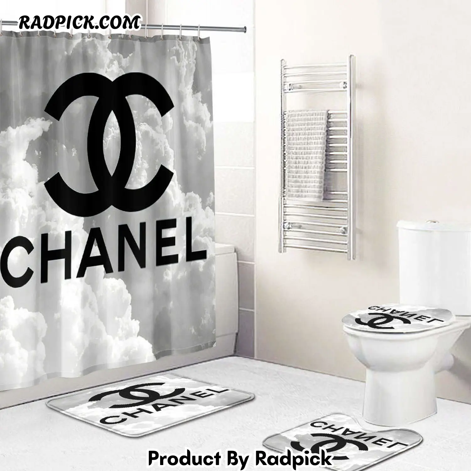 Chanel shower curtain black and white cloud luxury bath mat sets shower curtain  rp3871159.png